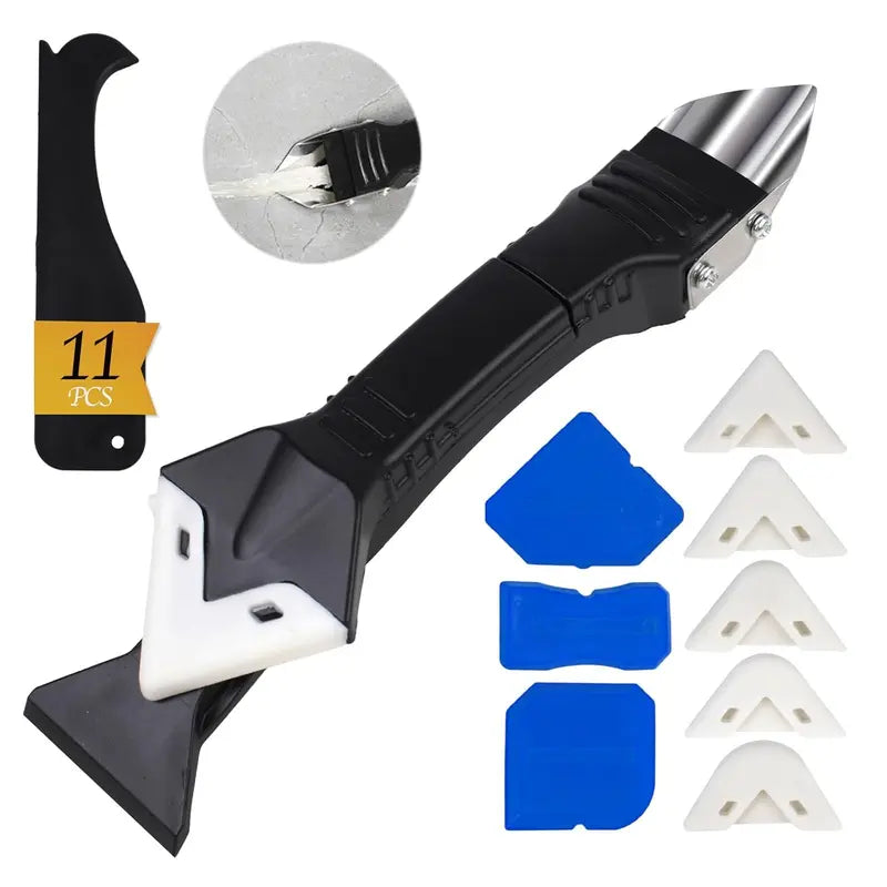 11Pcs Silicone Caulking Tools 3 in1 Grout Removal Tool