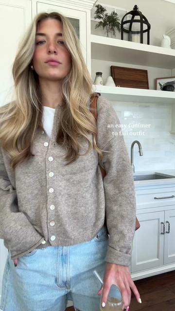 Women's Vintage Knit Cardigan with Rolled Hem, Simple Solid Color Sweater Jacket for Autumn and Winter Fashion