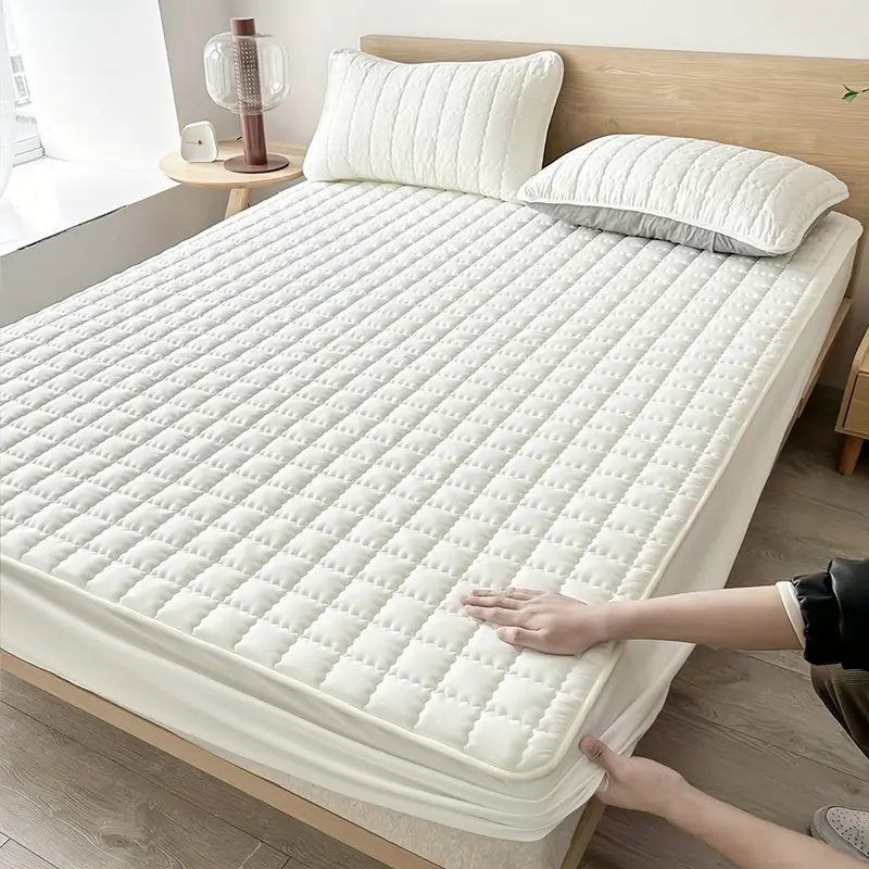 1 Count Waterproof Mattress Cover，Solid Color Plaid Design Mattress Cover