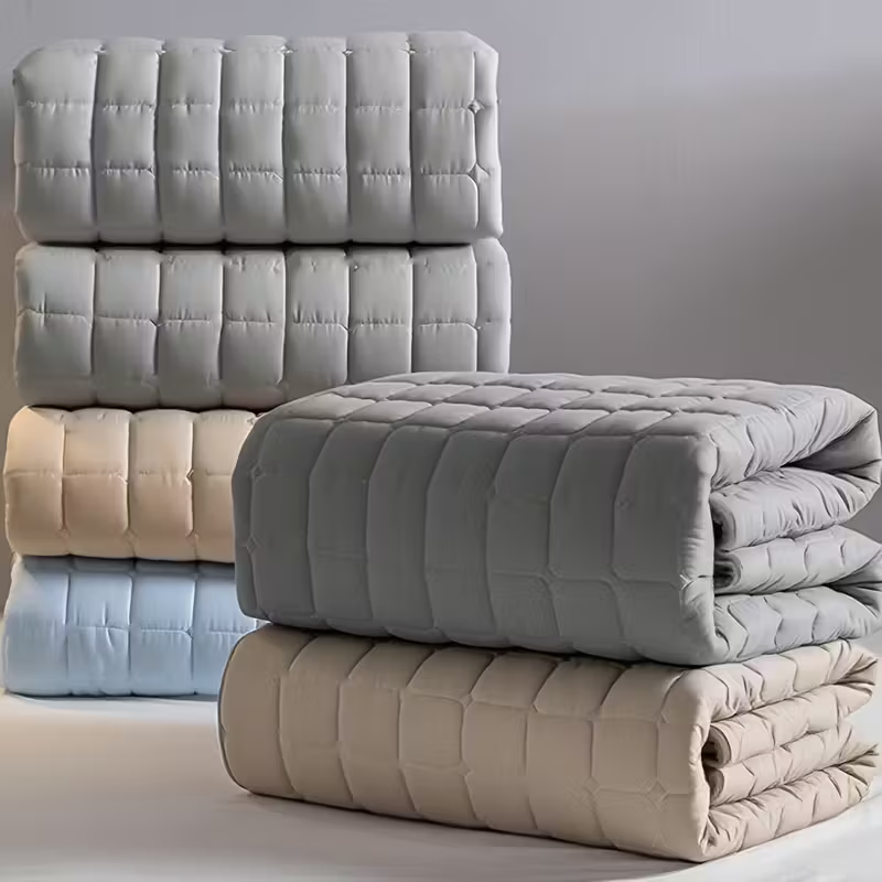 1 Count Waterproof Mattress Cover，Solid Color Plaid Design Mattress Cover